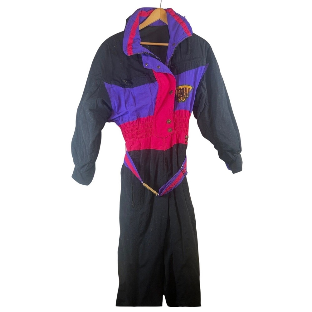 Bogner Vintage 80's Ski Suit Womens 10 Colorblock Pink Purple Black USA Made